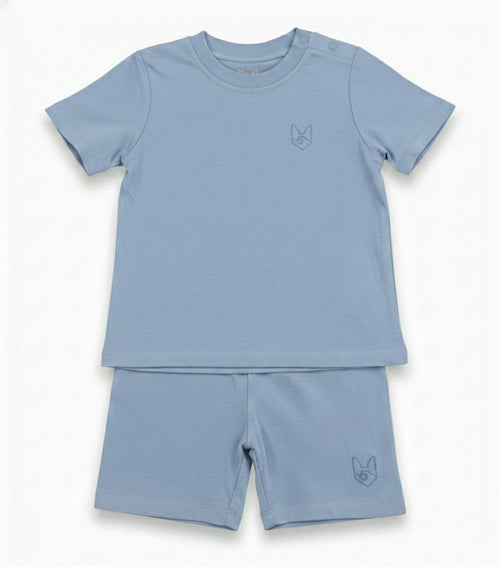 Fox & Ocean Kids Biker Tee in Sky — front view